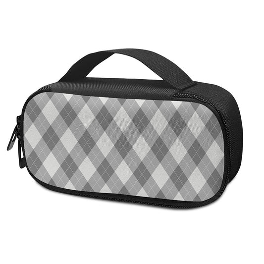 Grey Argyle Pattern Print Insulin Cooler Travel Case