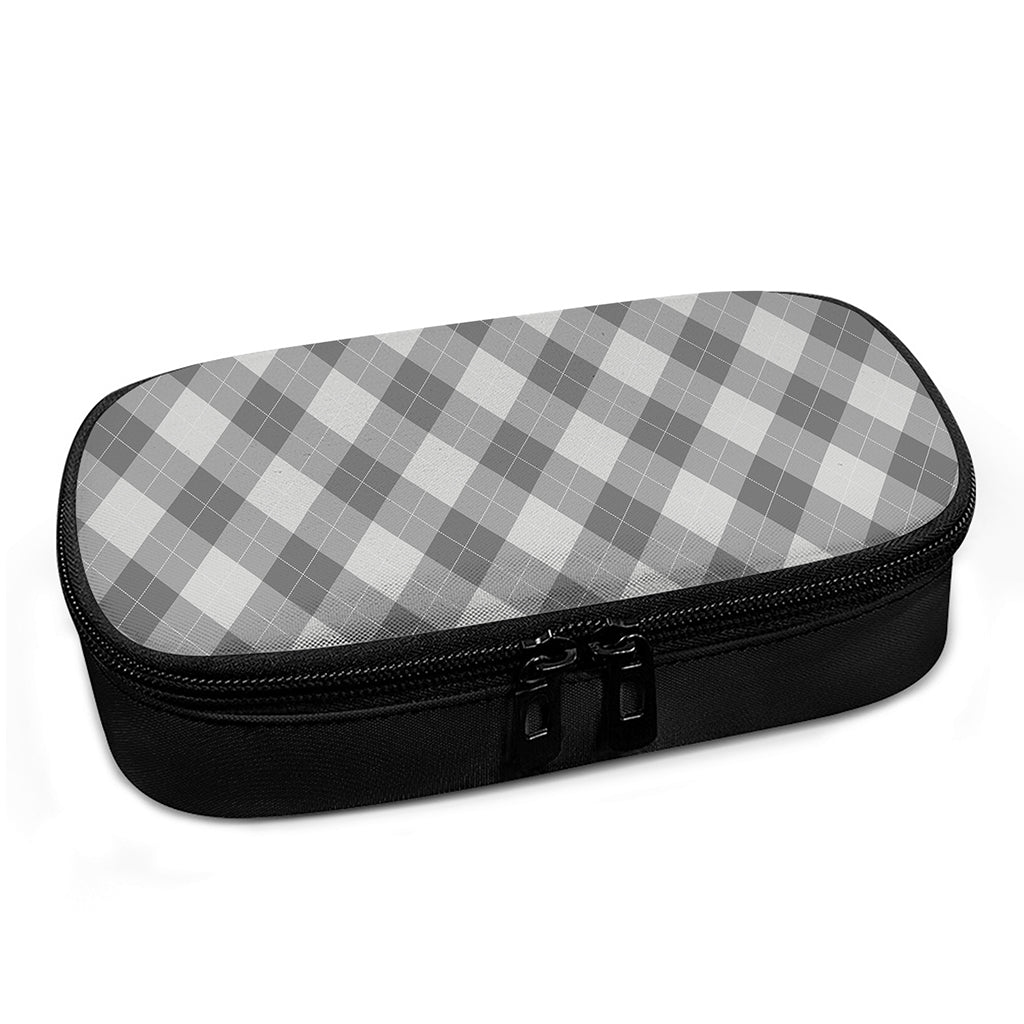 Grey Argyle Pattern Print Insulin Cooler Travel Case