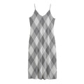 Grey Argyle Pattern Print Jersey Midi Cami Dress
