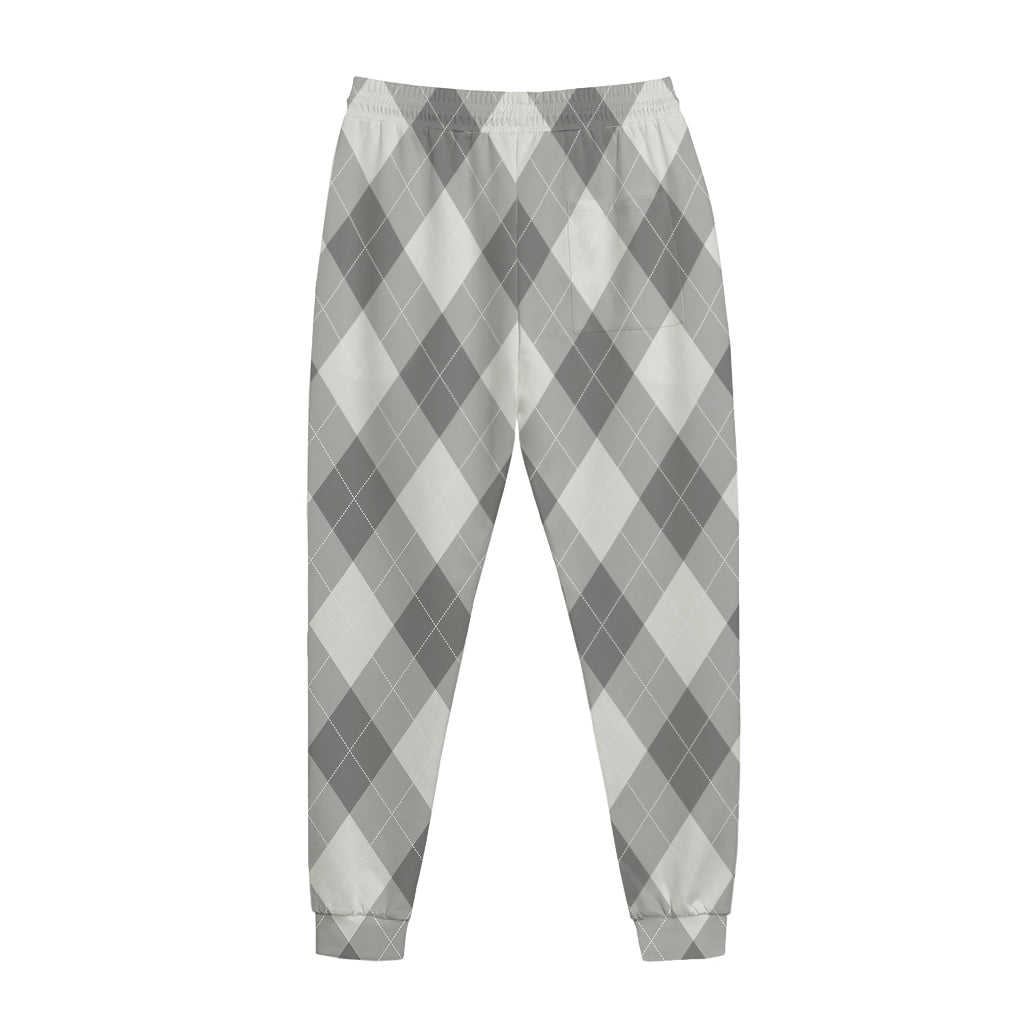 Grey Argyle Pattern Print Jogger Pants