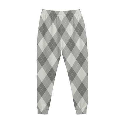 Grey Argyle Pattern Print Jogger Pants