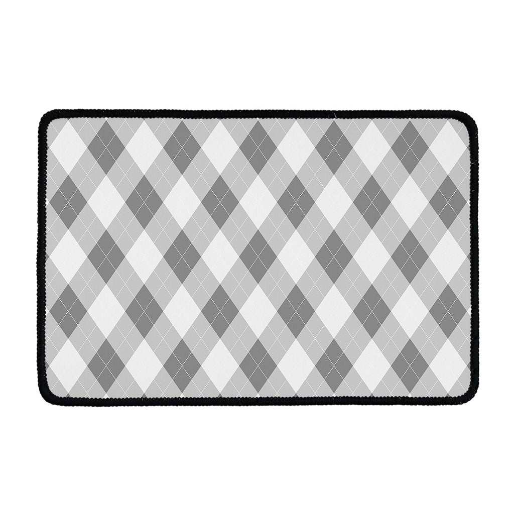 Grey Argyle Pattern Print Kitchen Mat