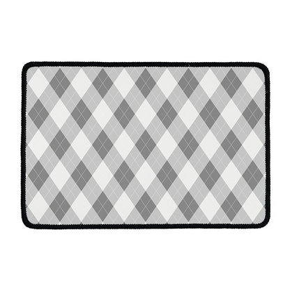 Grey Argyle Pattern Print Kitchen Mat