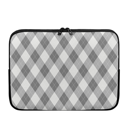 Grey Argyle Pattern Print Laptop Sleeve