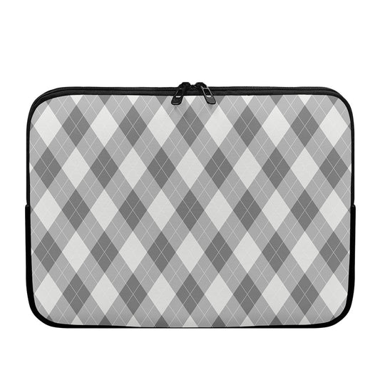 Grey Argyle Pattern Print Laptop Sleeve
