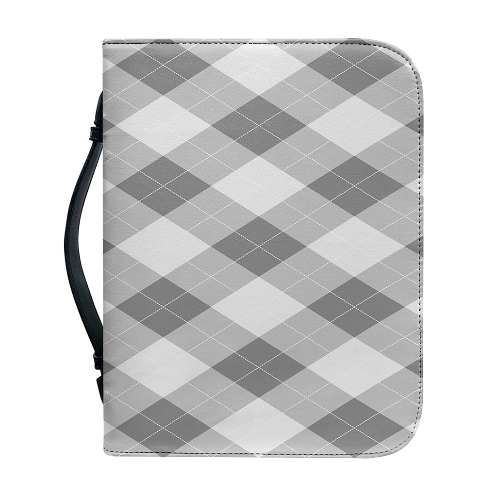 Grey Argyle Pattern Print Leather Bible Cover