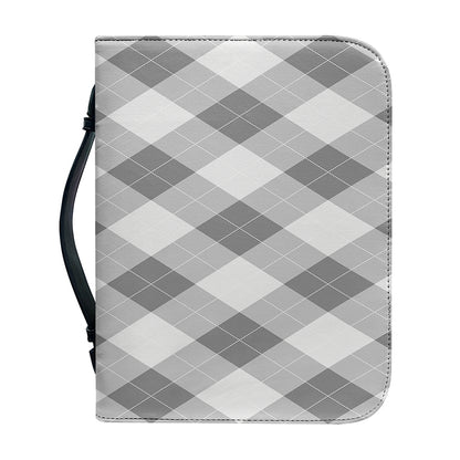 Grey Argyle Pattern Print Leather Bible Cover