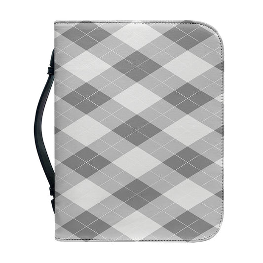 Grey Argyle Pattern Print Leather Bible Cover