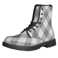Grey Argyle Pattern Print Lace-Up Boots