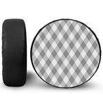 Grey Argyle Pattern Print Leather Spare Tire Cover