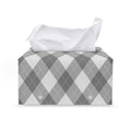 Grey Argyle Pattern Print Leather Tissue Box Cover