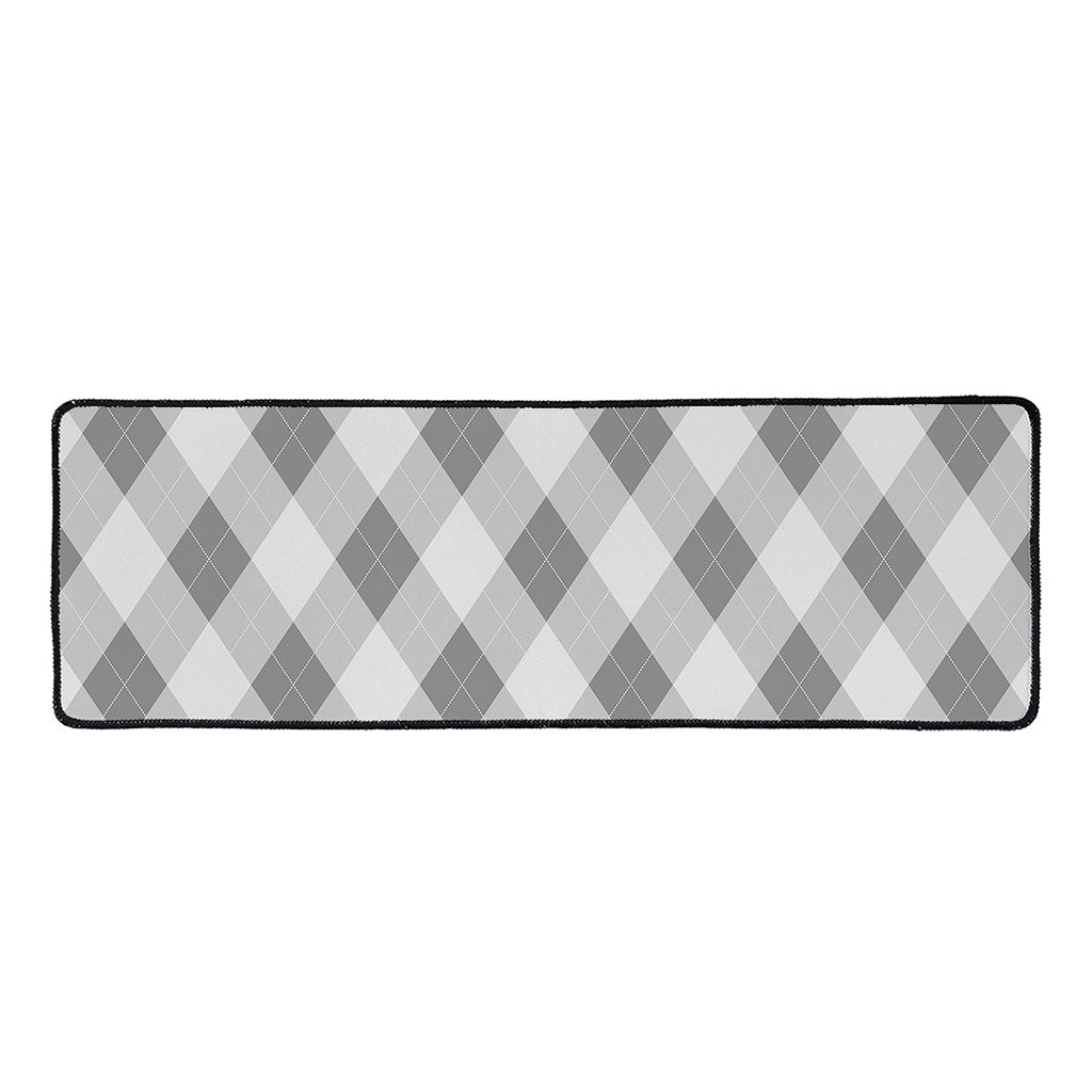 Grey Argyle Pattern Print Long Kitchen Mat