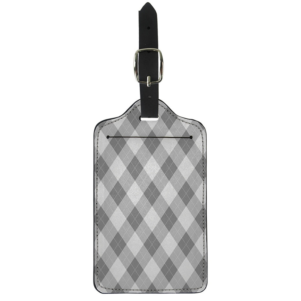 Grey Argyle Pattern Print Luggage Tag