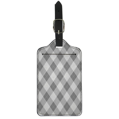 Grey Argyle Pattern Print Luggage Tag