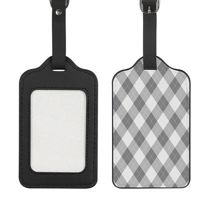 Grey Argyle Pattern Print Luggage Tag