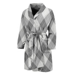 Grey Argyle Pattern Print Men's Bathrobe