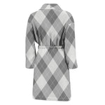 Grey Argyle Pattern Print Men's Bathrobe