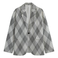 Grey Argyle Pattern Print Men's Blazer