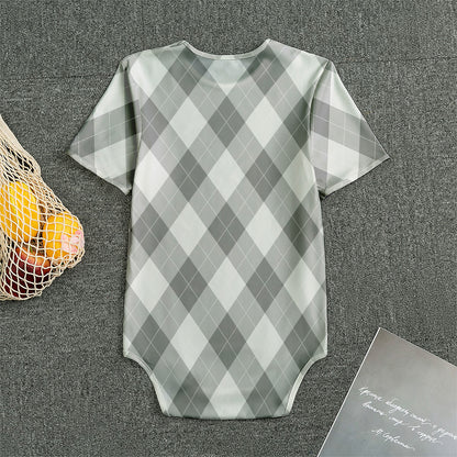 Grey Argyle Pattern Print Men's Bodysuit