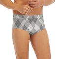 Grey Argyle Pattern Print Men's Briefs