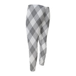 Grey Argyle Pattern Print Men's Compression Pants