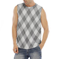 Grey Argyle Pattern Print Men's Fitness Tank Top