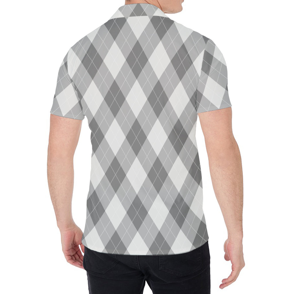 Grey Argyle Pattern Print Men's Shirt