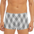 Grey Argyle Pattern Print Men's Short Boxer Briefs