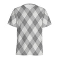 Grey Argyle Pattern Print Men's Athletic T-Shirt