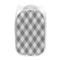 Grey Argyle Pattern Print Mesh Laundry Hamper