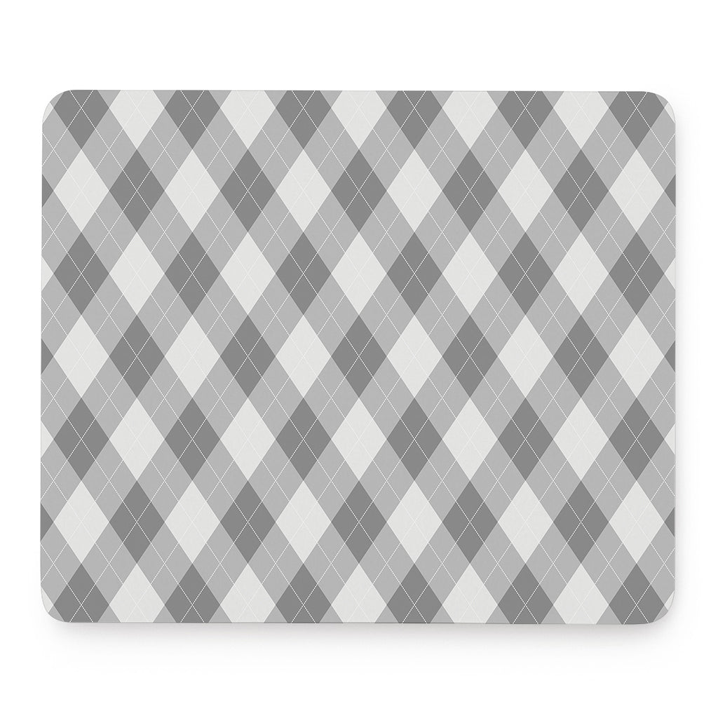 Grey Argyle Pattern Print Mouse Pad
