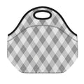 Grey Argyle Pattern Print Neoprene Lunch Bag
