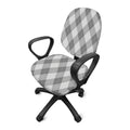 Grey Argyle Pattern Print Office Chair Cover