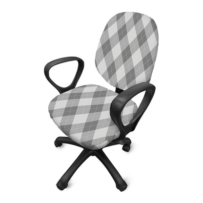 Grey Argyle Pattern Print Office Chair Cover