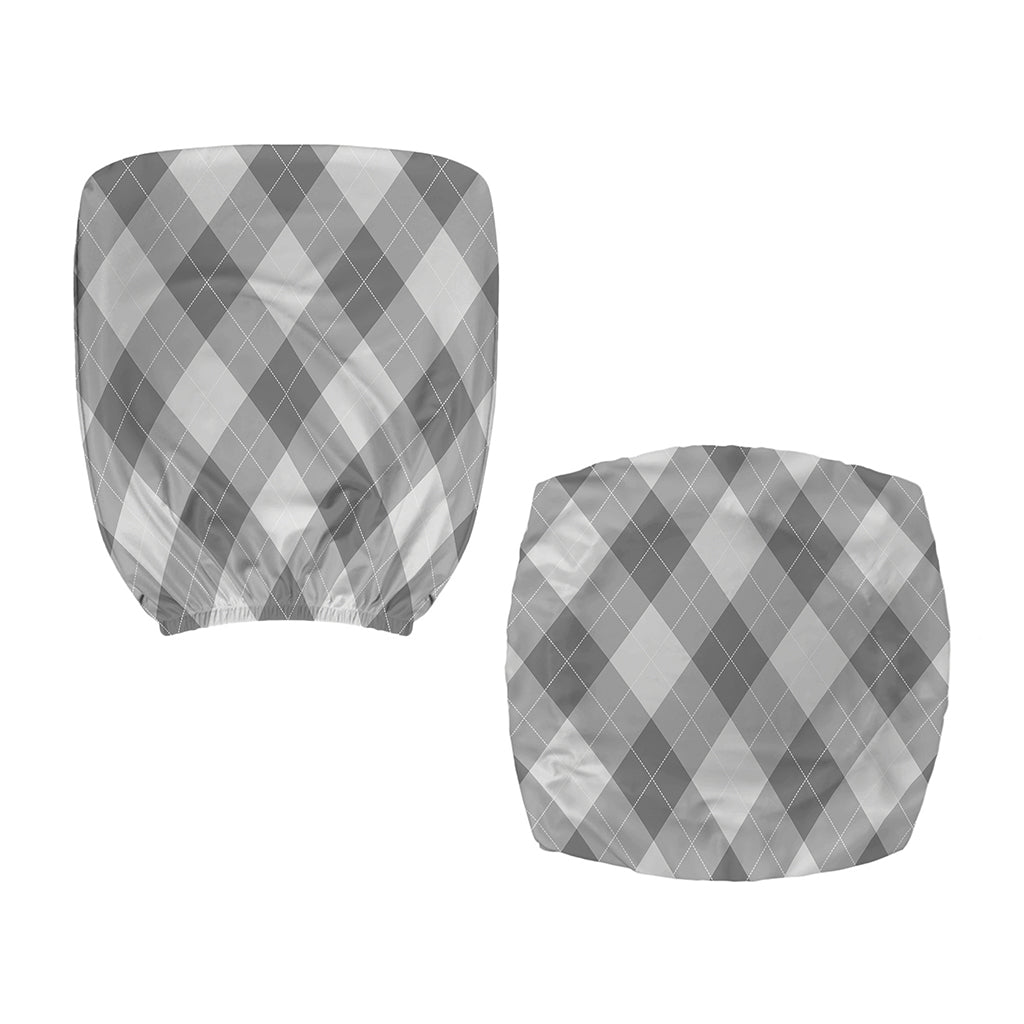 Grey Argyle Pattern Print Office Chair Cover