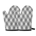 Grey Argyle Pattern Print Oven Mitts