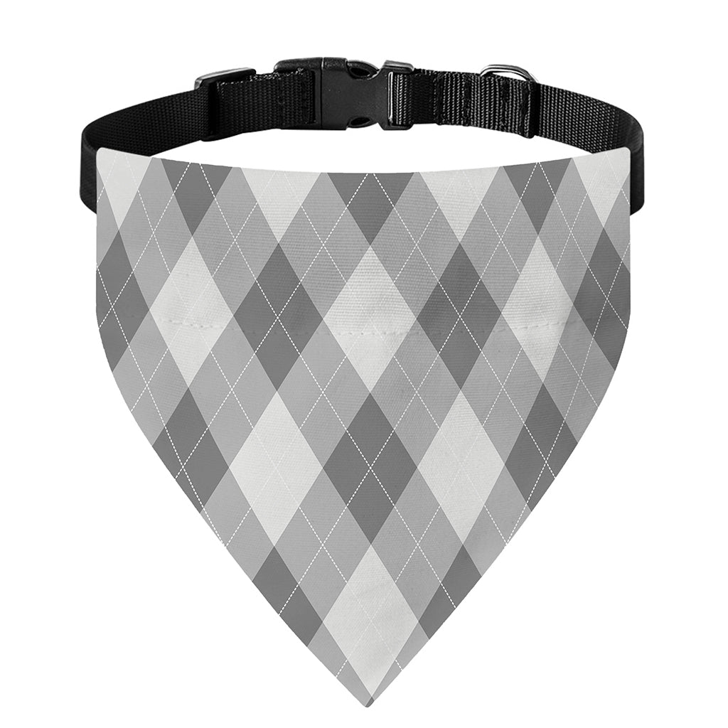 Grey Argyle Pattern Print Over The Collar Dog Bandana