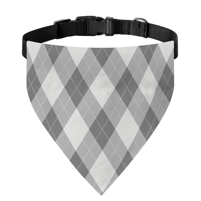 Grey Argyle Pattern Print Over The Collar Dog Bandana