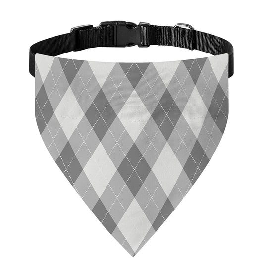 Grey Argyle Pattern Print Over The Collar Dog Bandana