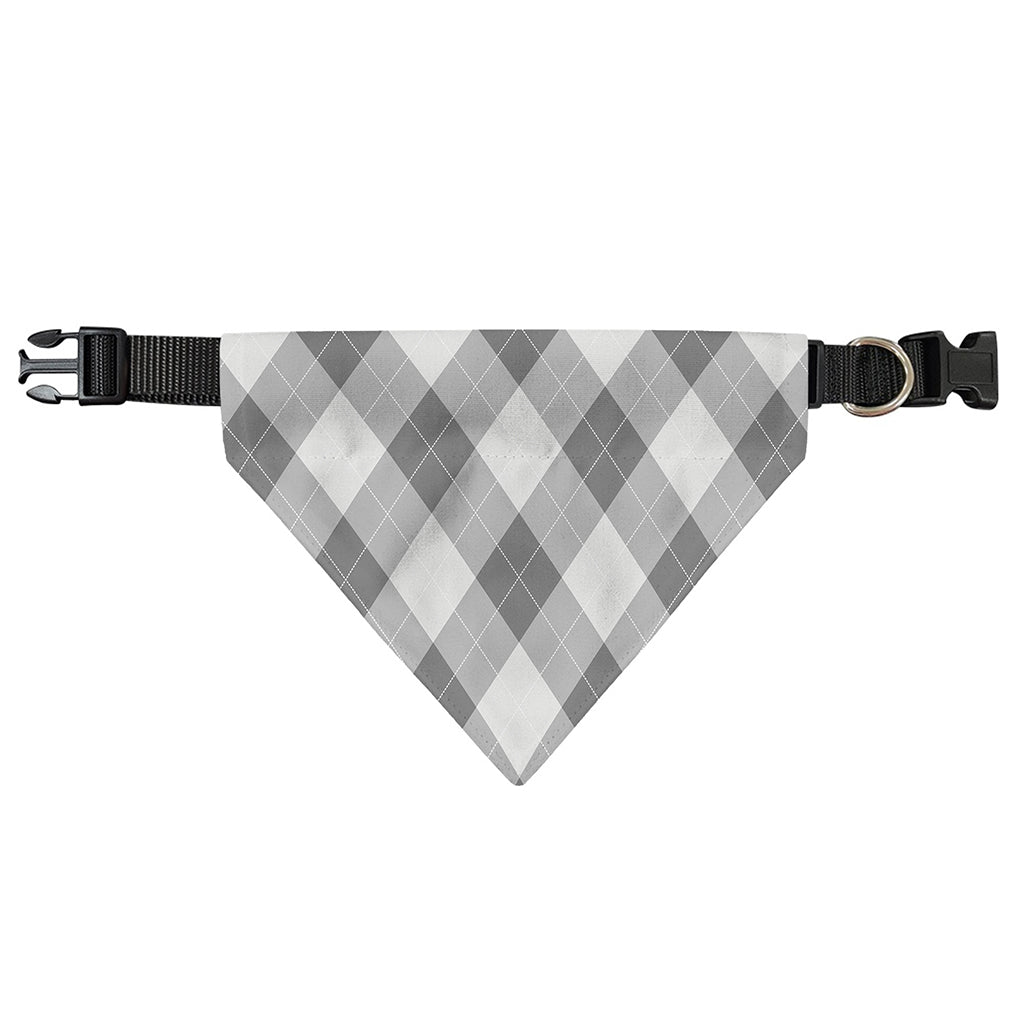 Grey Argyle Pattern Print Over The Collar Dog Bandana