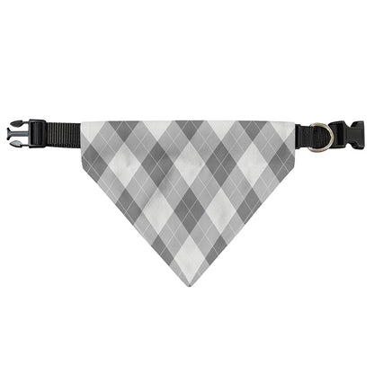 Grey Argyle Pattern Print Over The Collar Dog Bandana