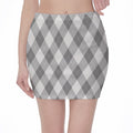 Grey Argyle Pattern Print Pencil Mini Skirt
