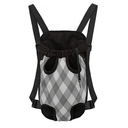 Grey Argyle Pattern Print Pet Carrier Backpack