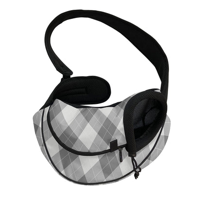 Grey Argyle Pattern Print Pet Sling Carrier