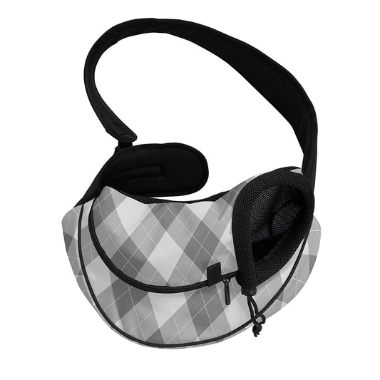 Grey Argyle Pattern Print Pet Sling Carrier