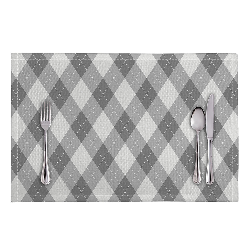 Grey Argyle Pattern Print Placemat
