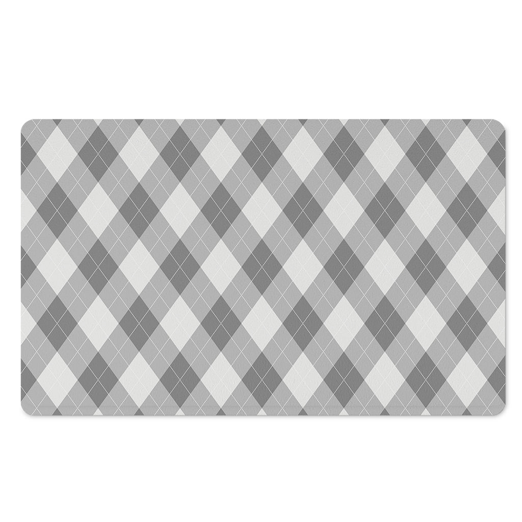 Grey Argyle Pattern Print Polyester Doormat