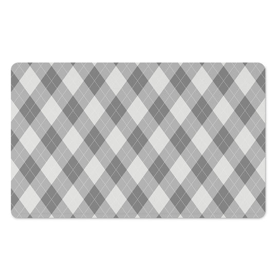 Grey Argyle Pattern Print Polyester Doormat