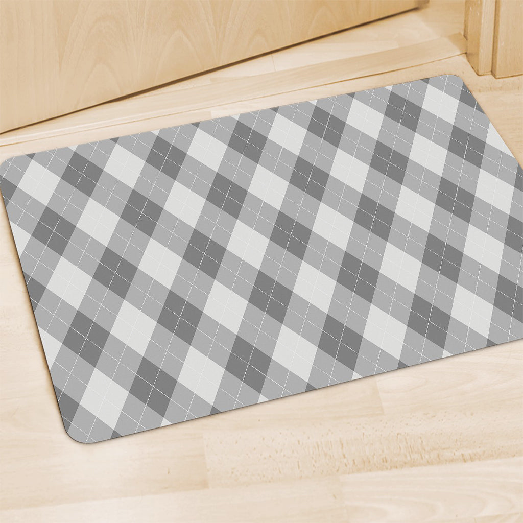 Grey Argyle Pattern Print Polyester Doormat