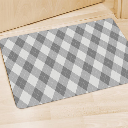 Grey Argyle Pattern Print Polyester Doormat